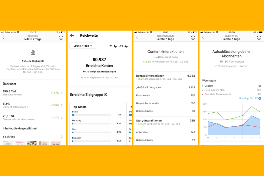 Ein Bild, auf dem man die Instagram-Insights sieht.